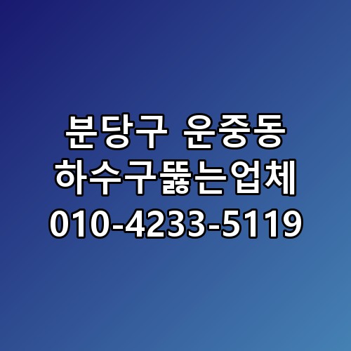 분당구 운중동 하수구뚫는업체 010-4233-5119 직접 확인해봤어요