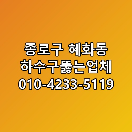종로구 혜화동 하수구뚫는업체 010-4233-5119 직접 확인해봤어요