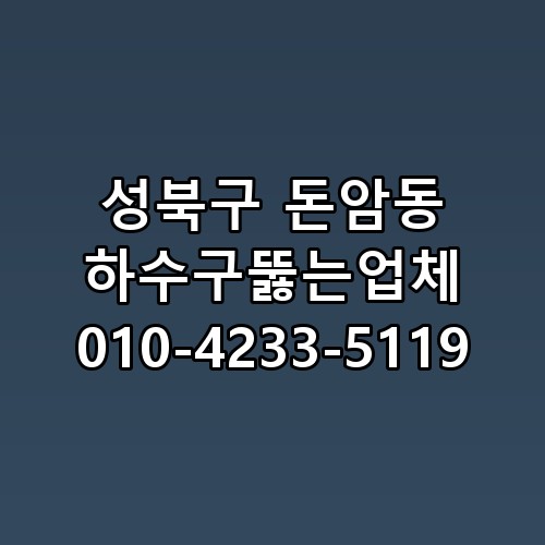 성북구 돈암동 하수구뚫는업체 010-4233-5119 직접 확인해봤어요